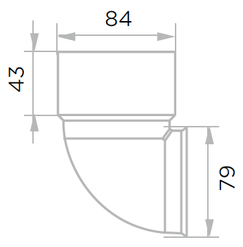 Сливное колено D80 Графит чертеж